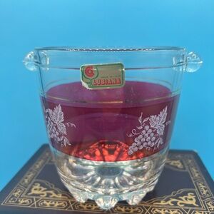 Ruby Flashed Lubiana Italy Crystal Ice Bucket No Handle